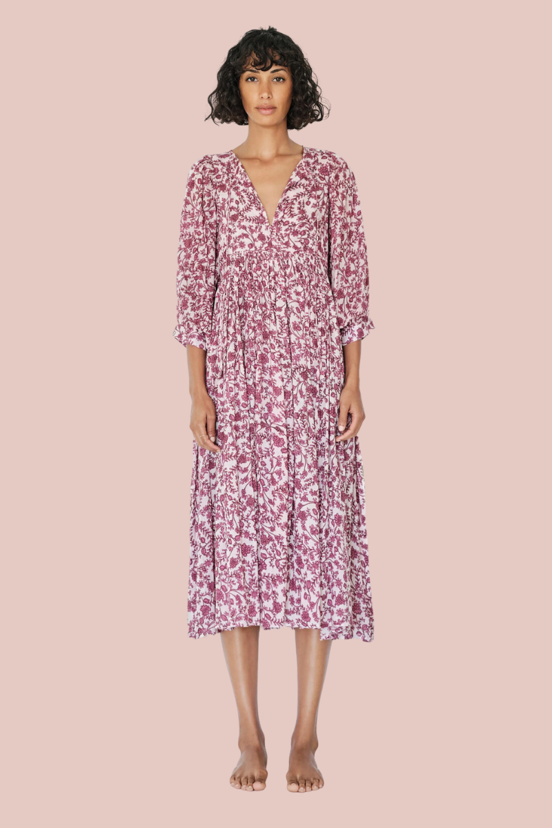 Blouson Sleeve Midi Dress