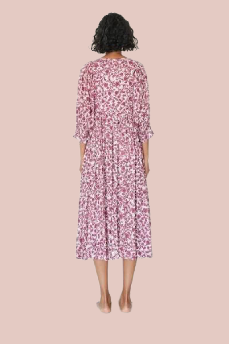Blouson Sleeve Midi Dress