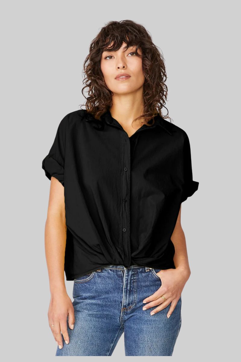 Poplin Short Sleeve Front Twist