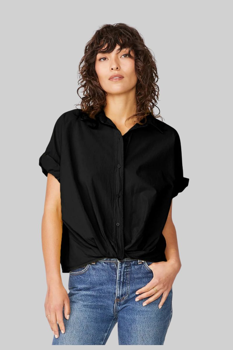 Poplin Short Sleeve Front Twist