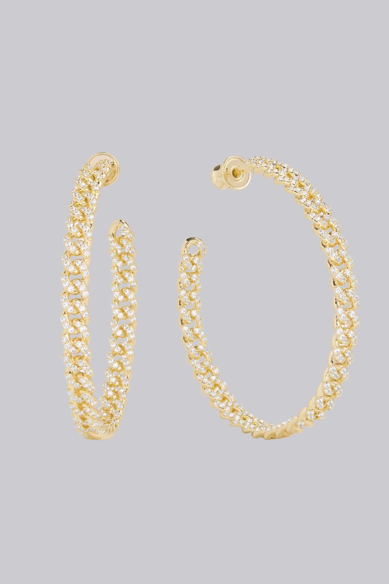 2 Pave Julian Chain Hoops