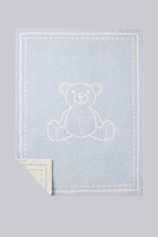 Teddy Bear Feather Knit Baby Blanket