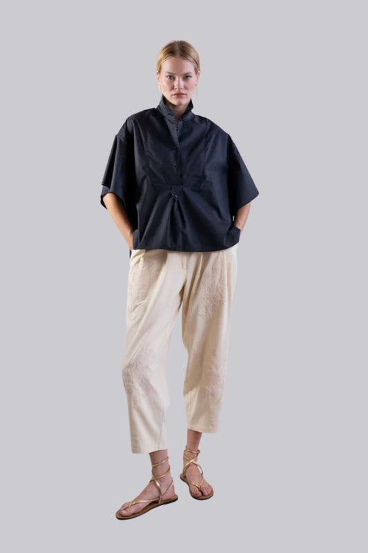 V-Panel Mandarin Collar Shirt