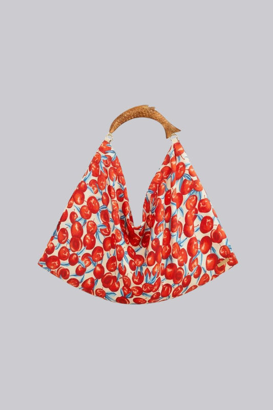 Red Cherry Satin MIni Scarf Bag
