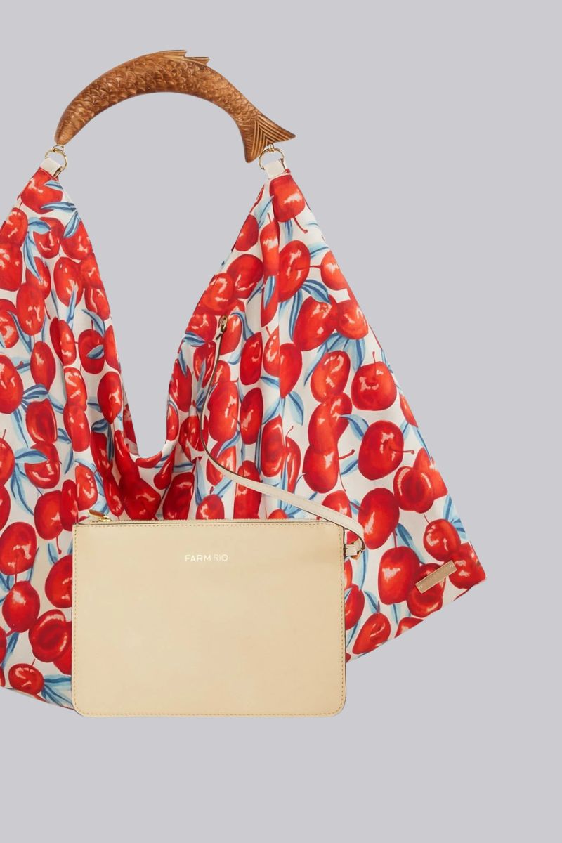 Red Cherry Satin MIni Scarf Bag