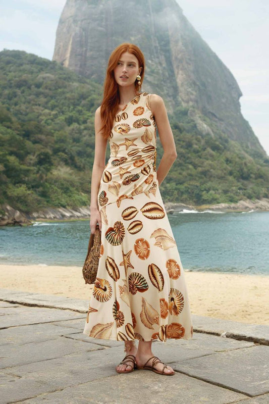 Sand Marine Shells One Shoulder Dress