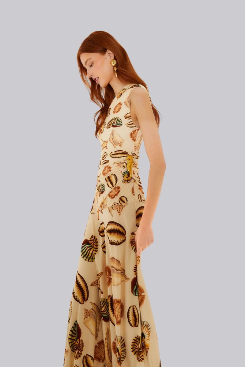 Sand Marine Shells One Shoulder Dress
