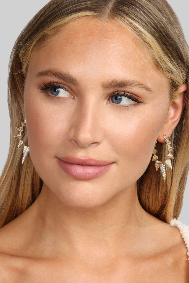 Mama Gabriella Pave Spiked Hoops