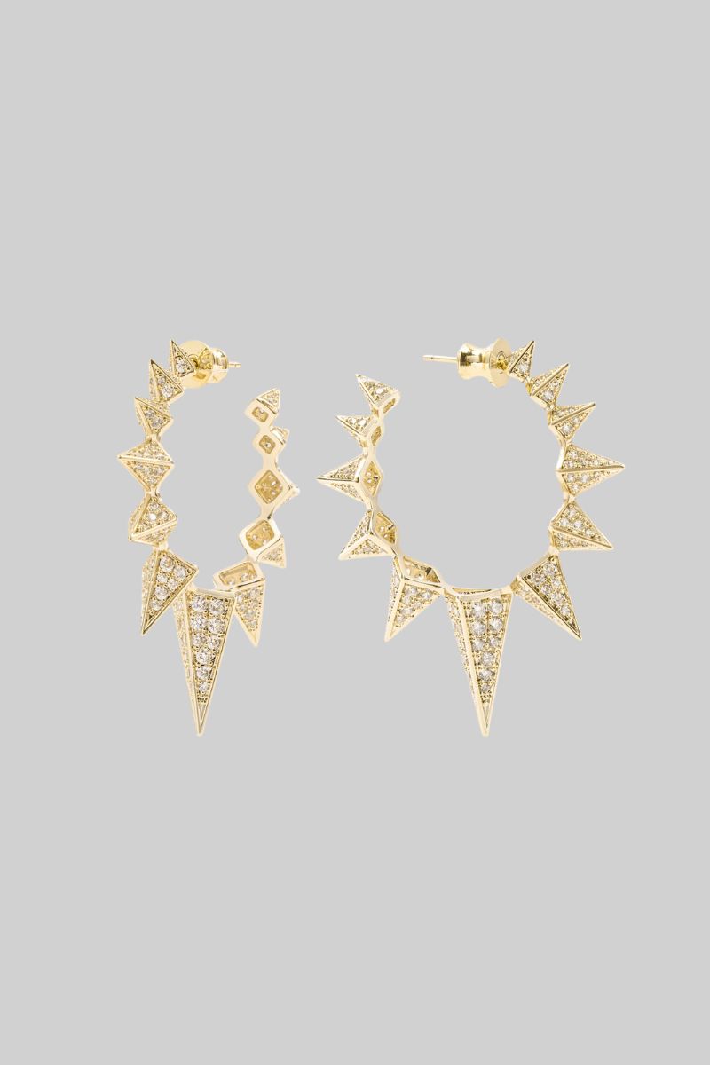 Mama Gabriella Pave Spiked Hoops