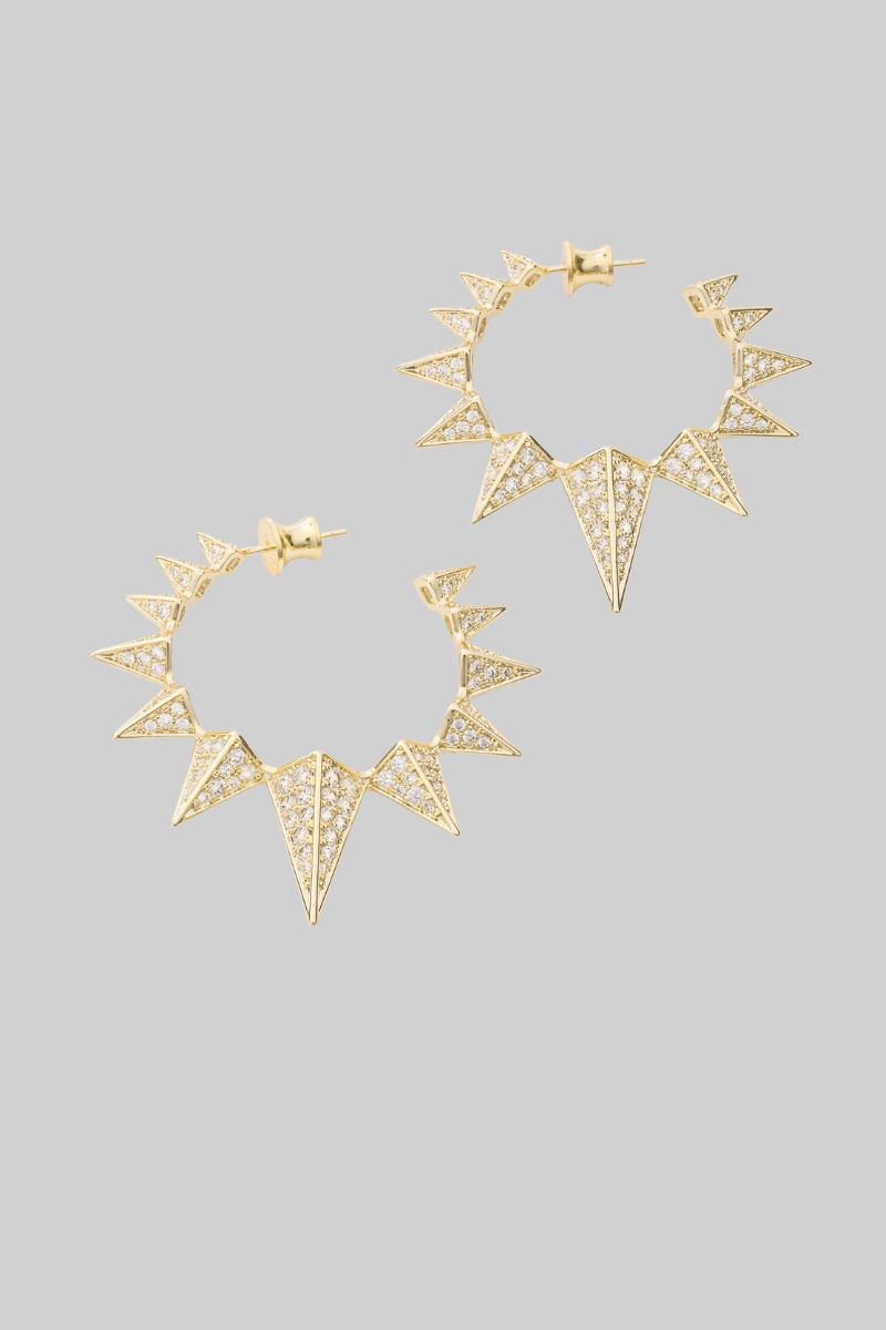 Mama Gabriella Pave Spiked Hoops