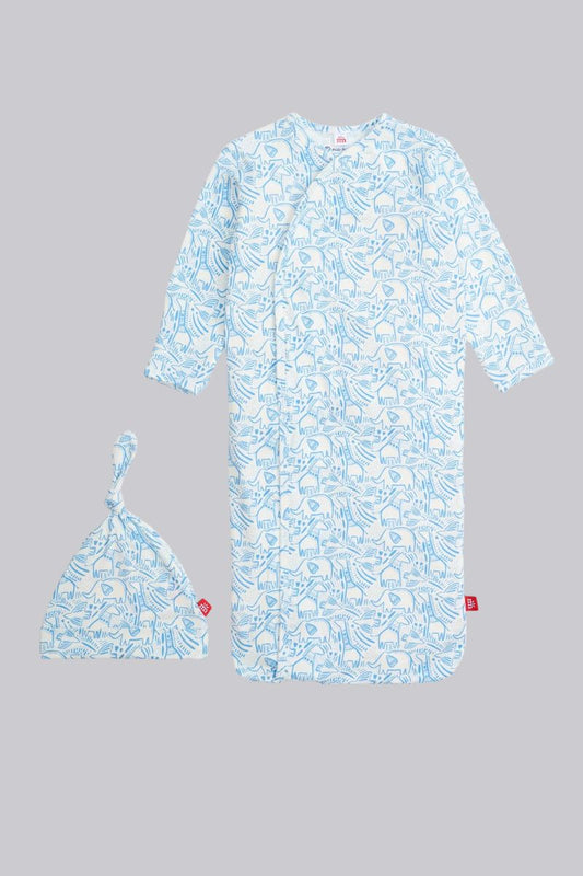 Blue Herds Of A Feather Gown & Hat Set