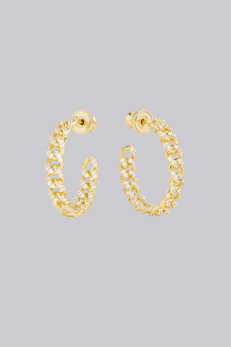 Pave Julian Chain Hoops